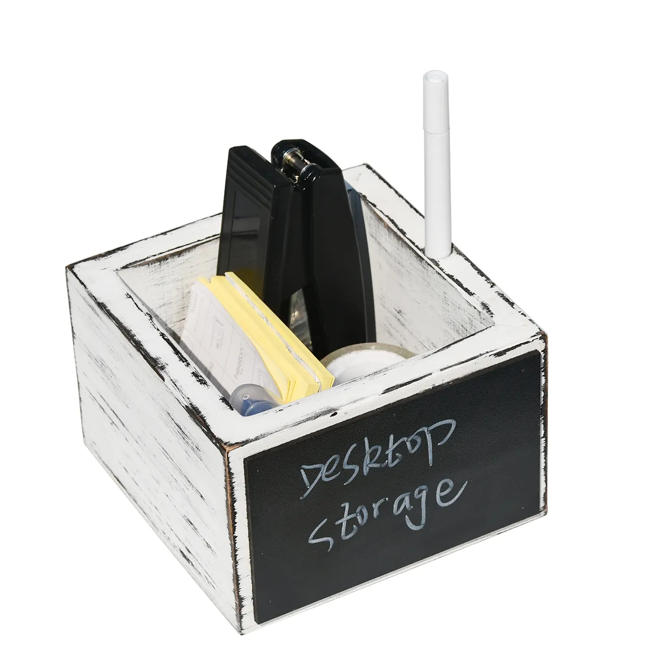 Wholesale Rustic Wood Display Desktop Drawer Storage Box Storage Box Stackable with Chalk and Chalk Board