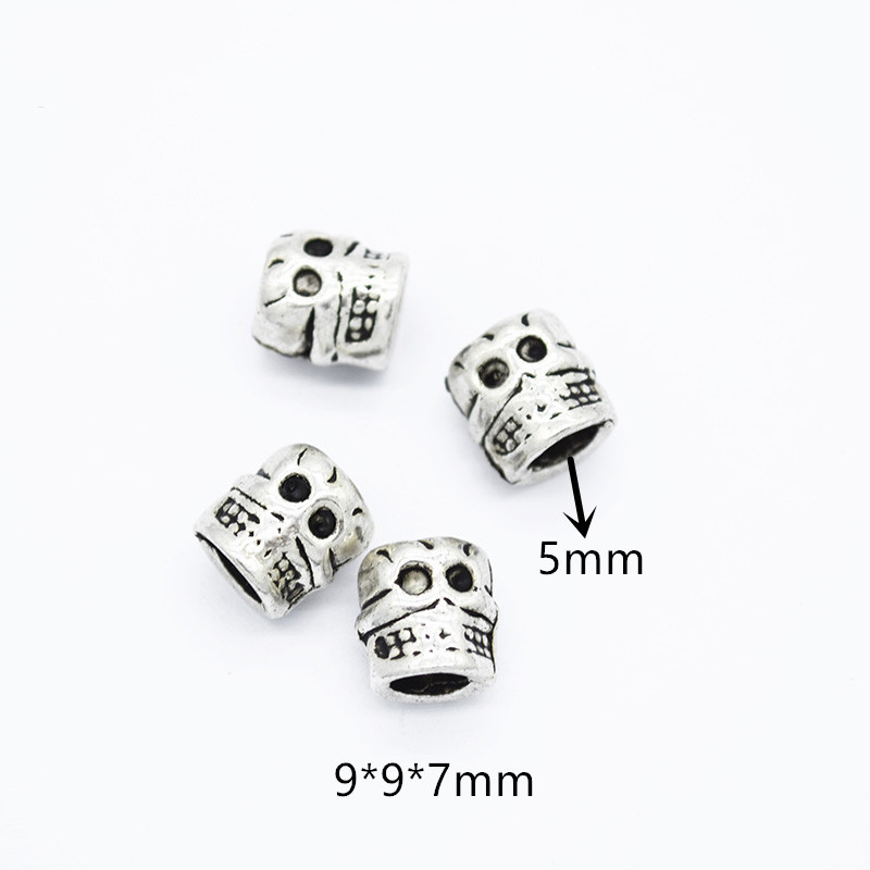 Beads Wholesale Halloween Alloy Perforated Skull Big Hole for DIY Accessories Wholesale B0233 Jewelry Beads