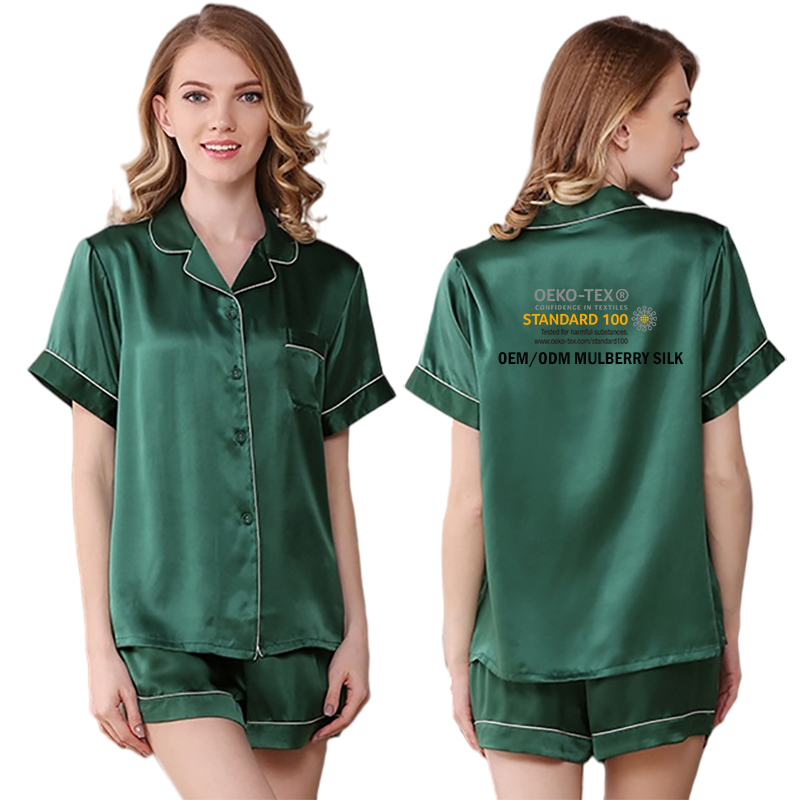 Silk pajamas women 100% mulberry silk nightwear 2 pieces suit pajamas