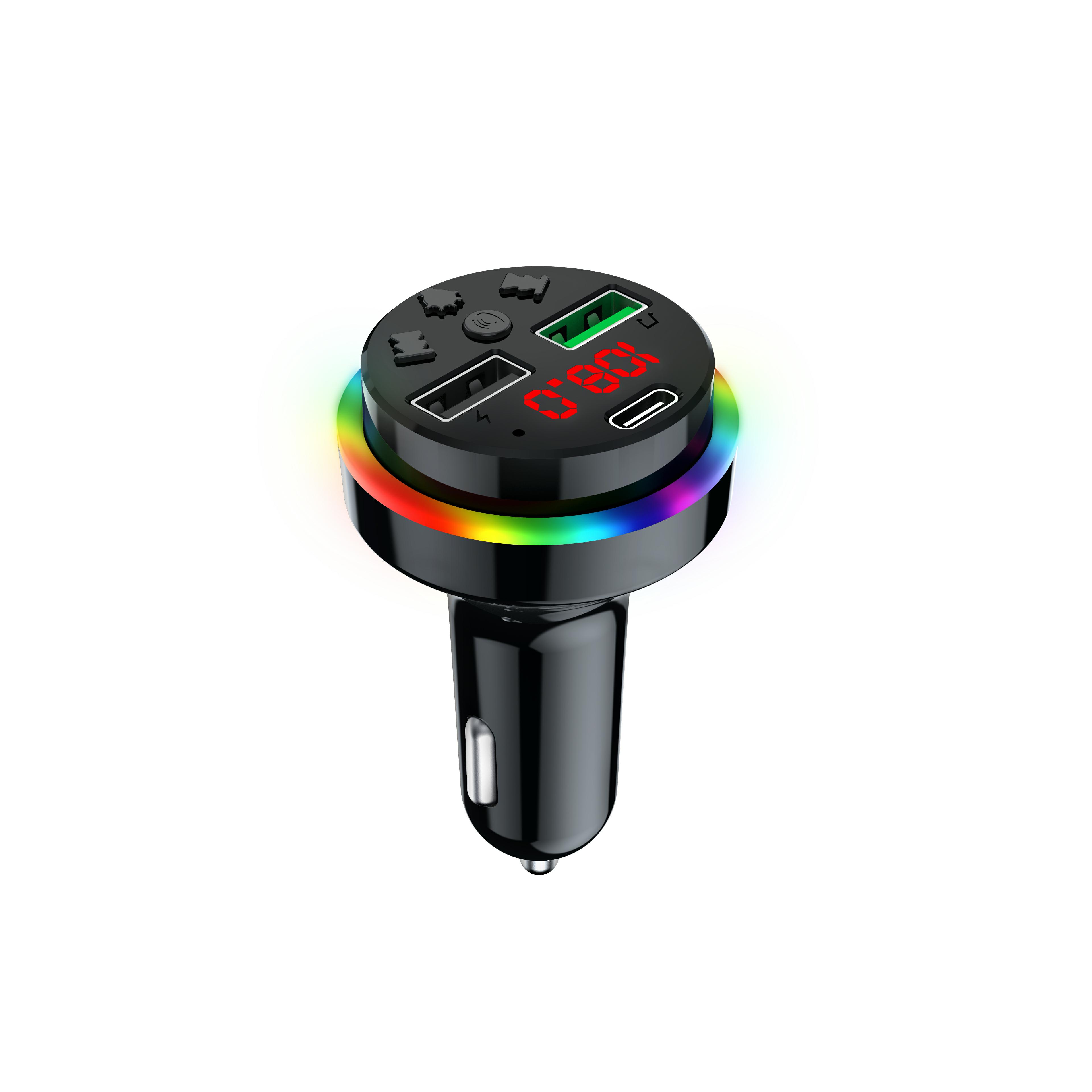 F15 3.1A зарядное устройство для автомобиля с двумя портами USB для зарядки автомобиля MP3 игроков Радужный светодиодный FM TF запись громкой связи bluetooth Hi-Fi стерео музыка автомобиля MP3 плеер