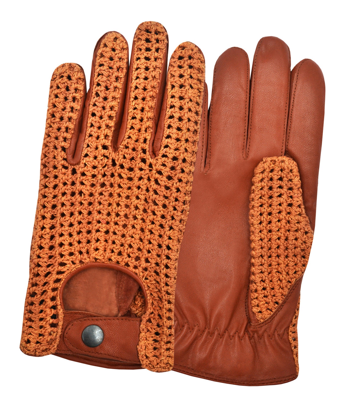 Men's Driving Gloves Chauffeur Retro Classic Real Sheep Leather Crochet