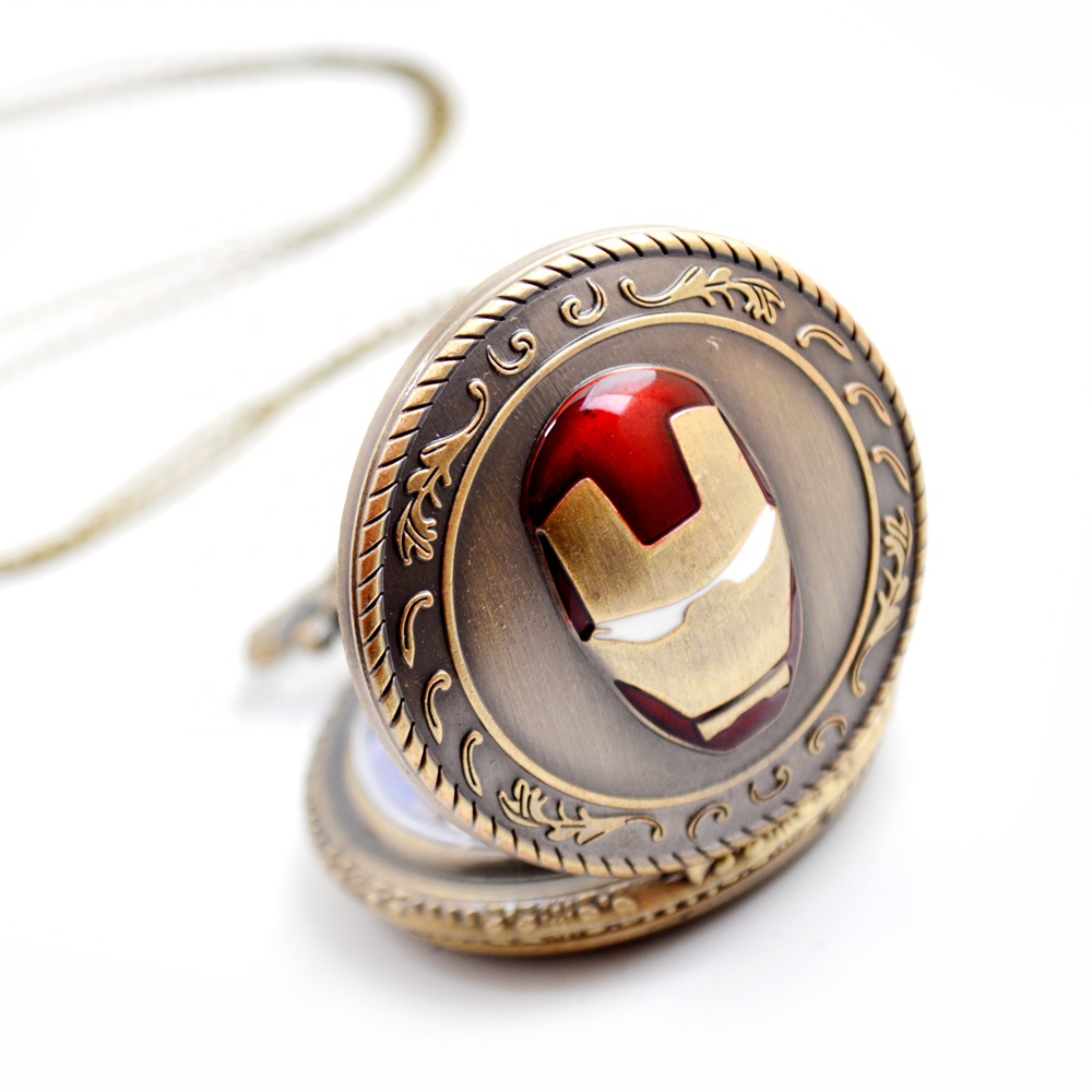 Commemorative Retro Superman Marvel Animation Collection Pocket Watch Nostalgic Flip Men's and Women's Necklace Watch Factory Di