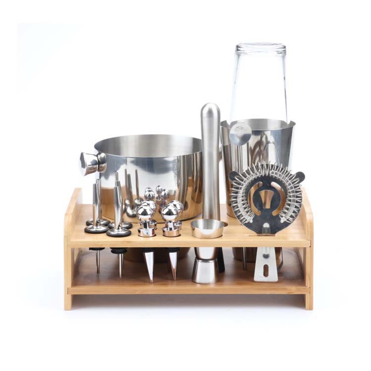 16Pcs Bar Tools Accessories Wholesale Bartender Kit Ice Buckets Stainless Steel 700ml Cocktail Shaker Set
