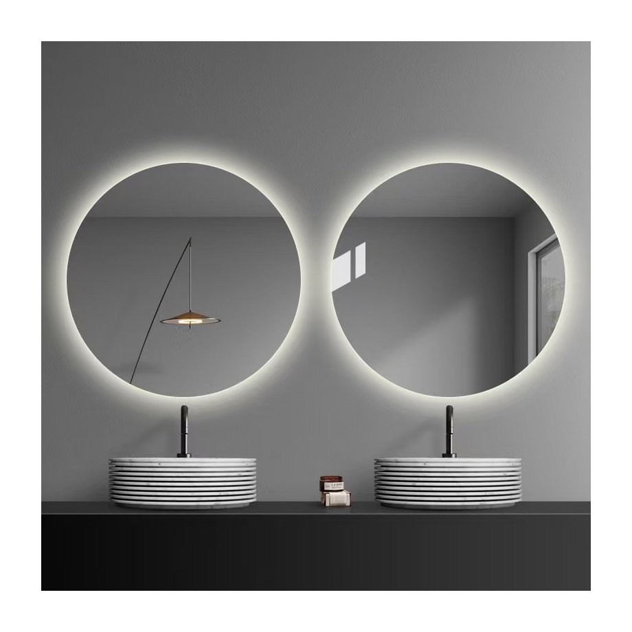 Modern Frameless Round Backlit LED Bathroom Mirror Smart Illuminated Mirror Decorative Wall Bath Mirrors