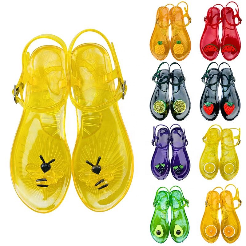 Summer flip flops flat beach seaside holiday custom women torybruch transparent jelly sandals