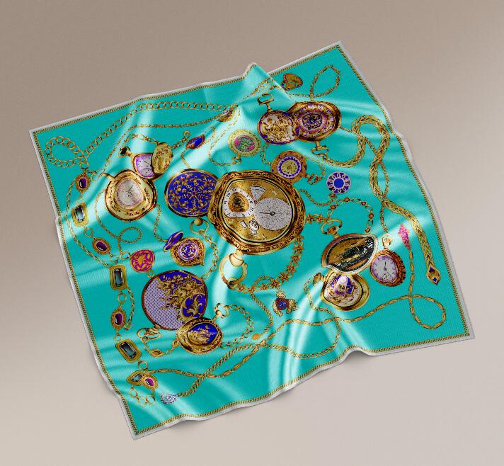 Fashion Lady Scarves Double Sides Print Silk Scarf Hijab Silk 90x90cm Printing Service Designer