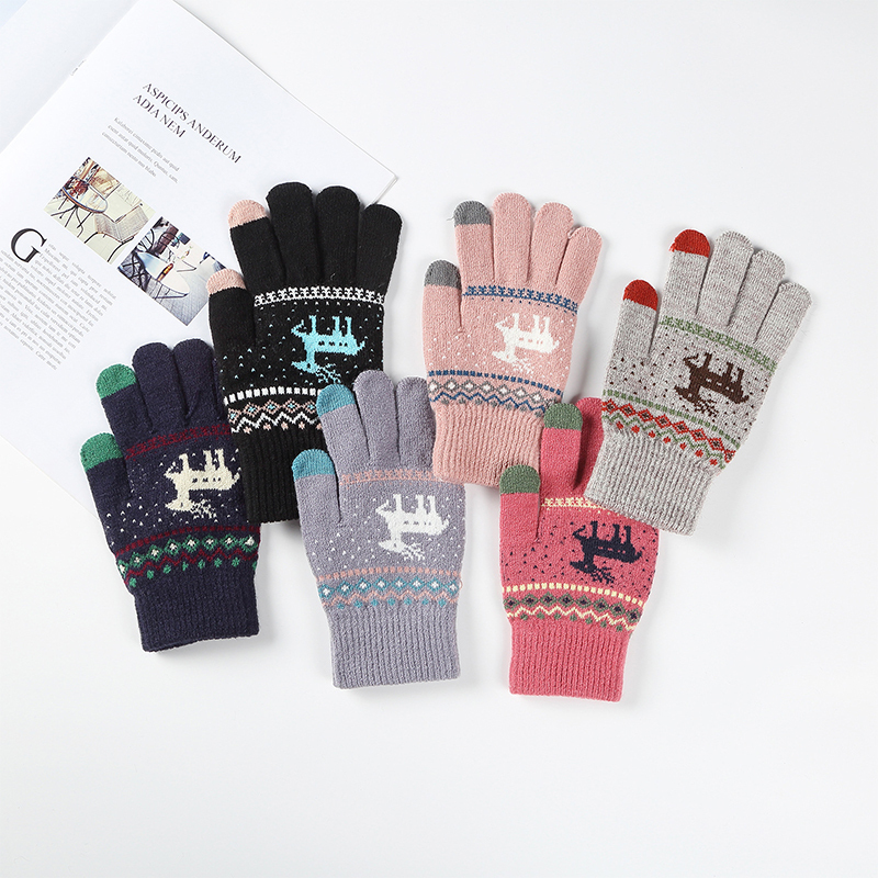 Hot Selling Winter Mittens Cashmere Brushed Knitted Gloves Touch Screen Compatible Daily Sports Cycling Parties Made Acrylic