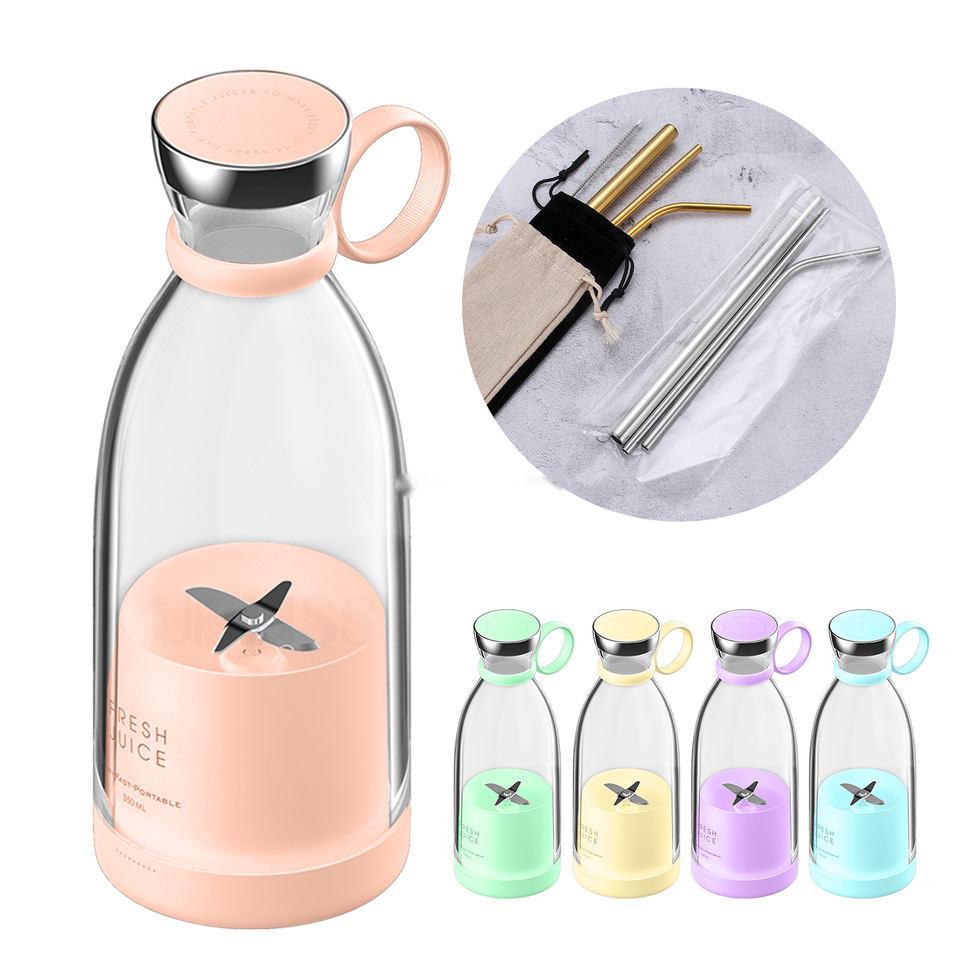 2023 New rechargeable blender 350ML bottle blender 1800mah Portable Juicer cup 6 Blade Wireless Charging fresh juicer blender