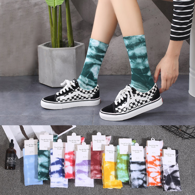 Пользовательская печать вышивка дизайн Calcetas Crew Socken kaos kaki хлопок логотип Calcetines пользовательский галстук окрашивание носок