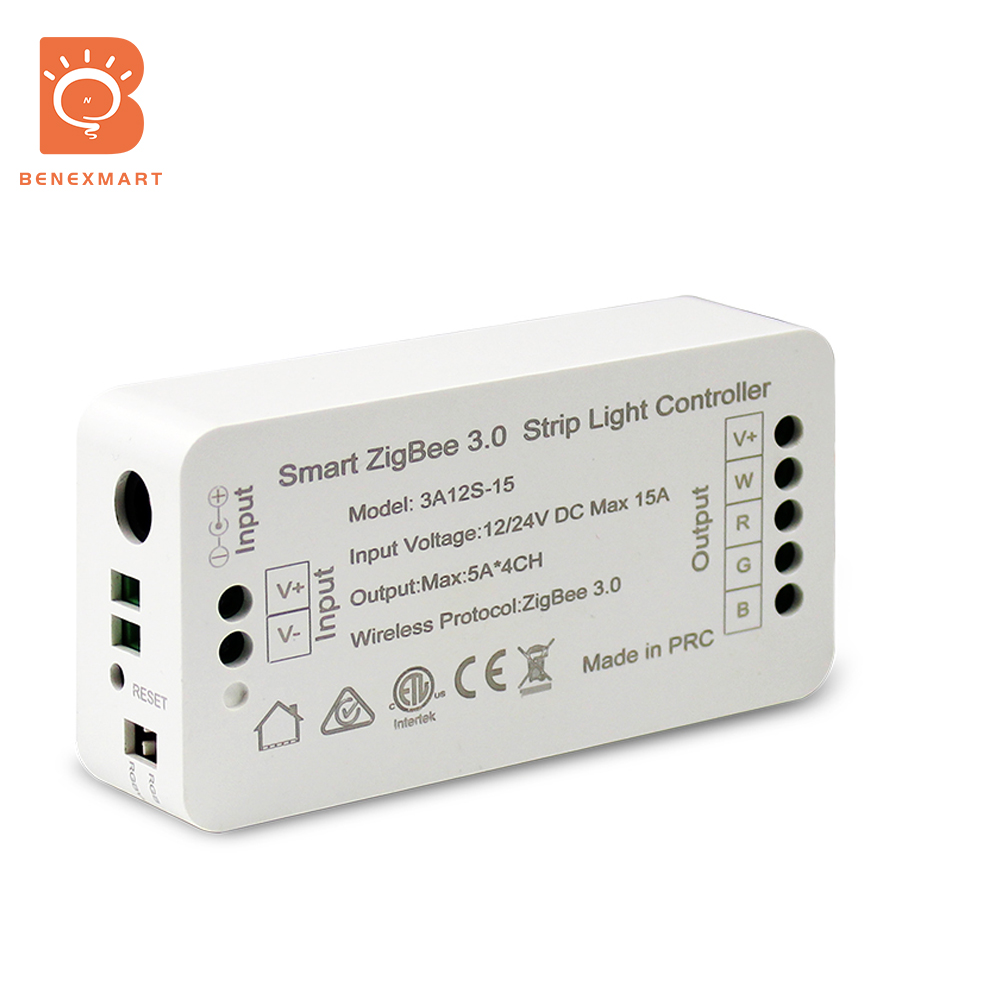 Benexmart Zigbee 3,0 Smart светодиодные полосы света контроллер RGB CCT драйвер RGBW LED диммер 12V Alexa Echo плюс Google Home SmartThings
