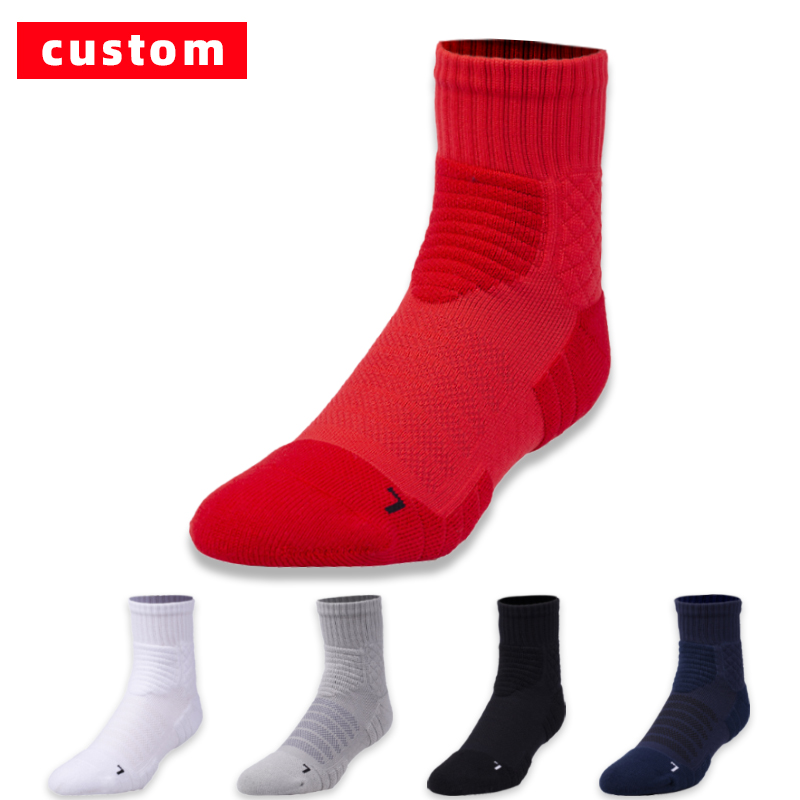 OEM Wholesale Premium Knitted Ribbed Workout Cushion Male Plain Blank White Men Basketball Training Compression Crew Sport Socks