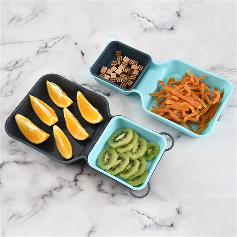 New Square Plastic Salad Bowl 10 Piece Set Living Room Creative Multi-Layer Compartment Snacks Lazy Compote