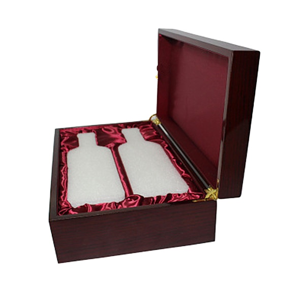 Luxury custom New product Red gift wooden 2 bottle wine box wirh foam insert