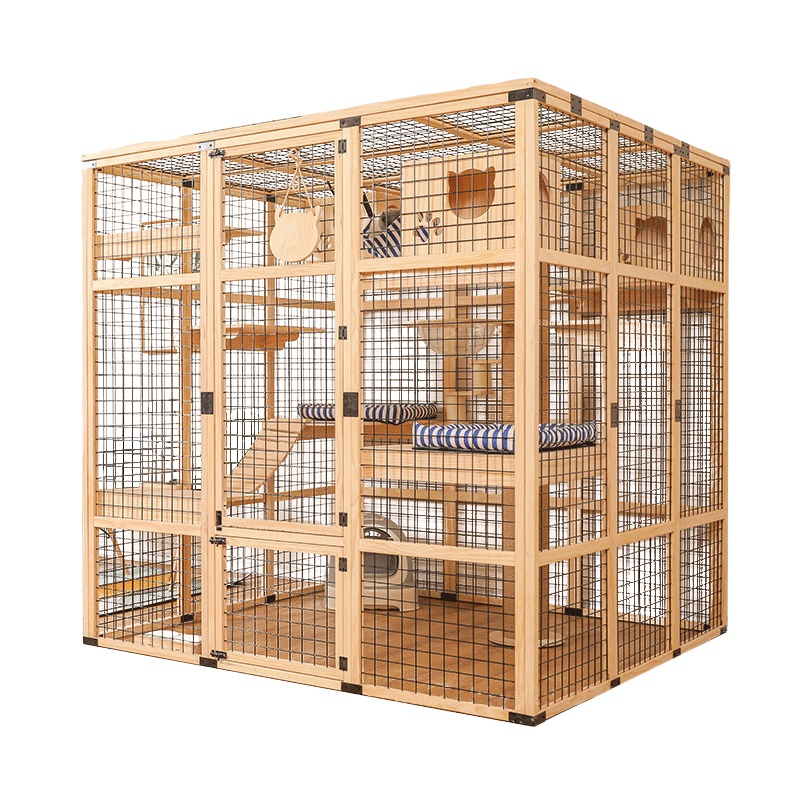 Ashion multiple styles wooden cat condo house large cage wood villa