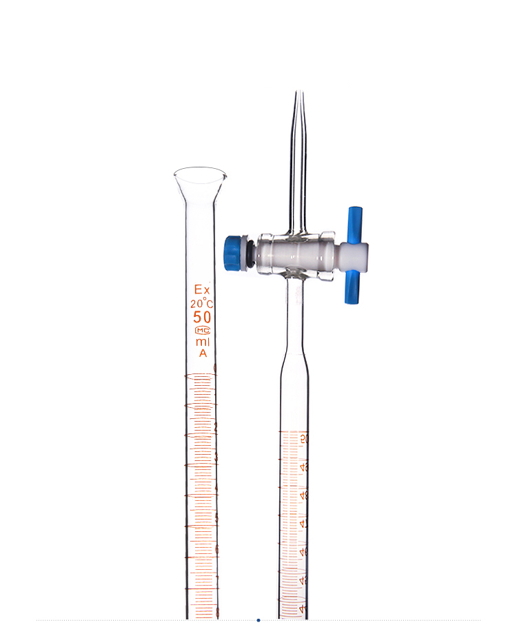 Labs Class A Borosilicate Glass Clear Acid Burette Brown Acid Buret with PTFE Stopcock