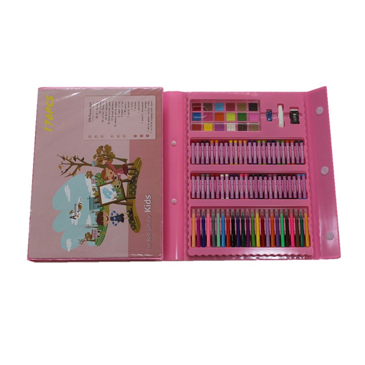 wholesale 176 pieces plastic gift box with watercolor pen and colour pencil drawing art set