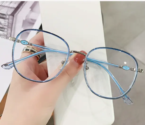 for computer gaming custom women round metal optical frame transparent anti blue light filter block blocking glasses eyeglasses