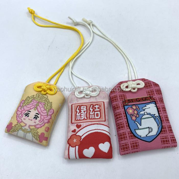Анимационная японская Сумочка Omamori на заказ, сумочка с подвесками на удачу, безопасный для здоровья амулет, саше, тканевые поделки с вышивкой Omamori