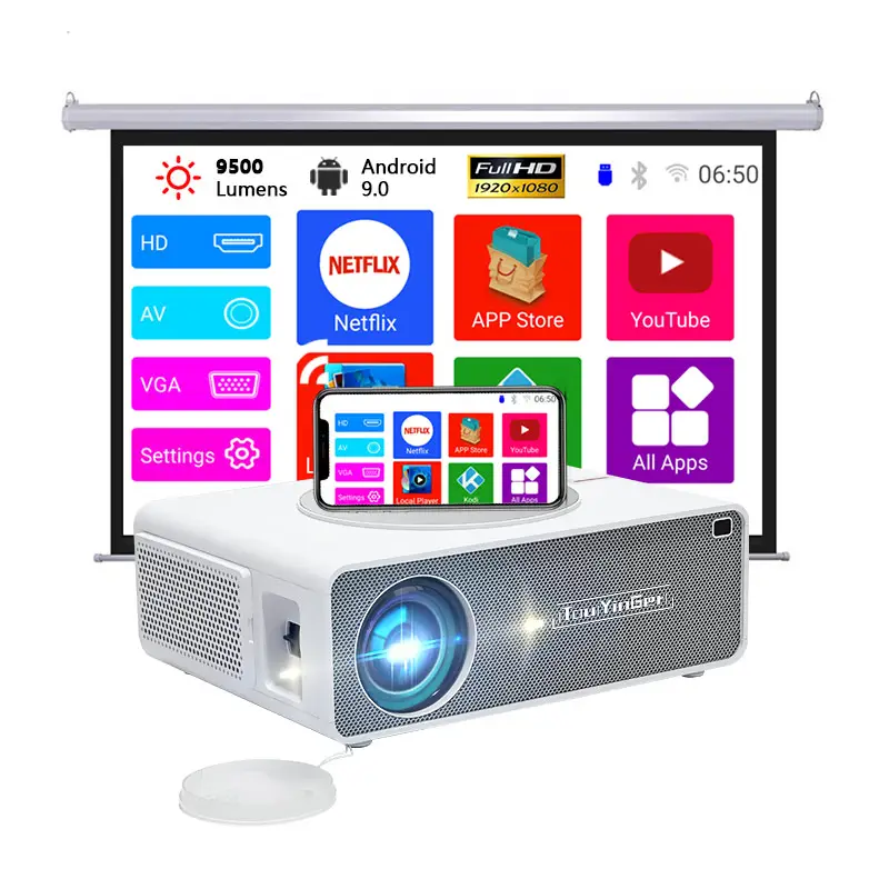 Touyinger q10w видео 1080p hd projetor smart tv 4k proyector светодиодный лазерный проектор