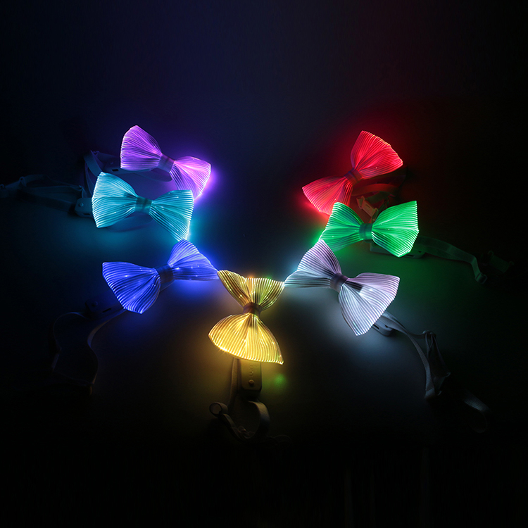 Заводская Мода Хэллоуин RGB светящийся светильник с галстуком-бабочкой светодиодный волоконно-оптический галстук-бабочка