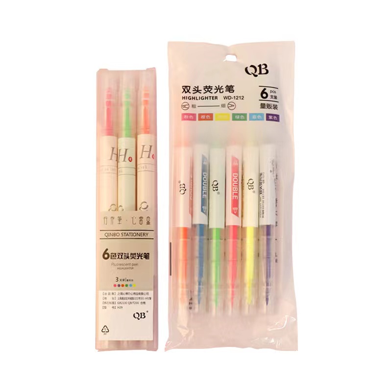 Top manufacturer highlighter pen 6 colors indelible markers students fluorescent highlighter marker