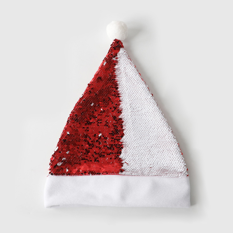 Sublimation Christmas Hat Red Sequin Christmas Xmas Ornament Santa Hat