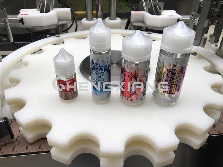 Automatic PET Plastic Glass Bottle E Liquid Electric Cigarette Liquid CBD Oil Filling Plugging Capping Labeling Machine