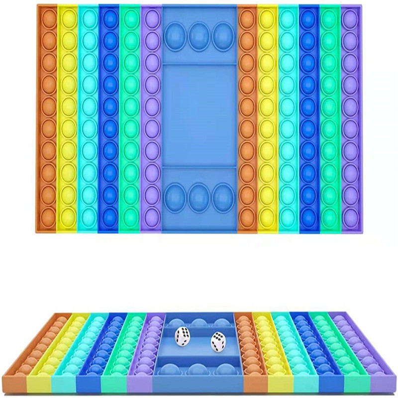 Interactive Game Toy Rainbow Push Bubble Popper Jumbo Big Pop Board Fidget Pops Chess Pops chess Game