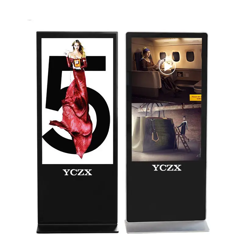Video Advertising Display Custom High Quality Indoor 65 Inch 1080p Loop Video Touch Screen Kiosk Standing Advertising Led Display