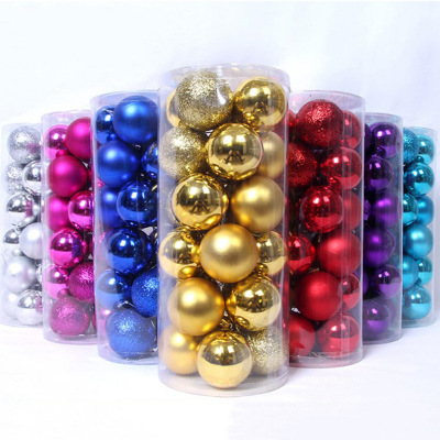 24 pcs Various sizes Custom 3cm color Christmas ball & tree ornament Plastic Christmas hanging decor balls set decor Baubles