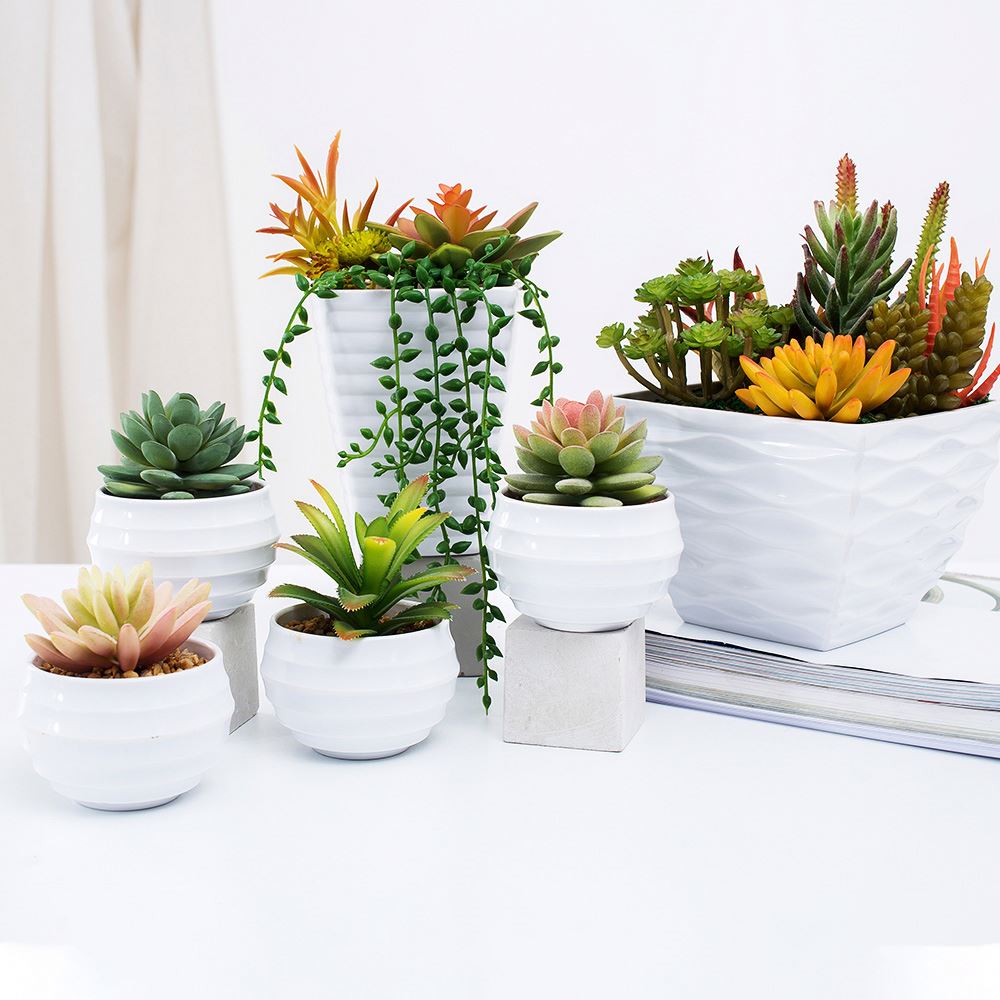 DIY Amazon hot selling pink cheap mini faux fake artificial succulent plants potted