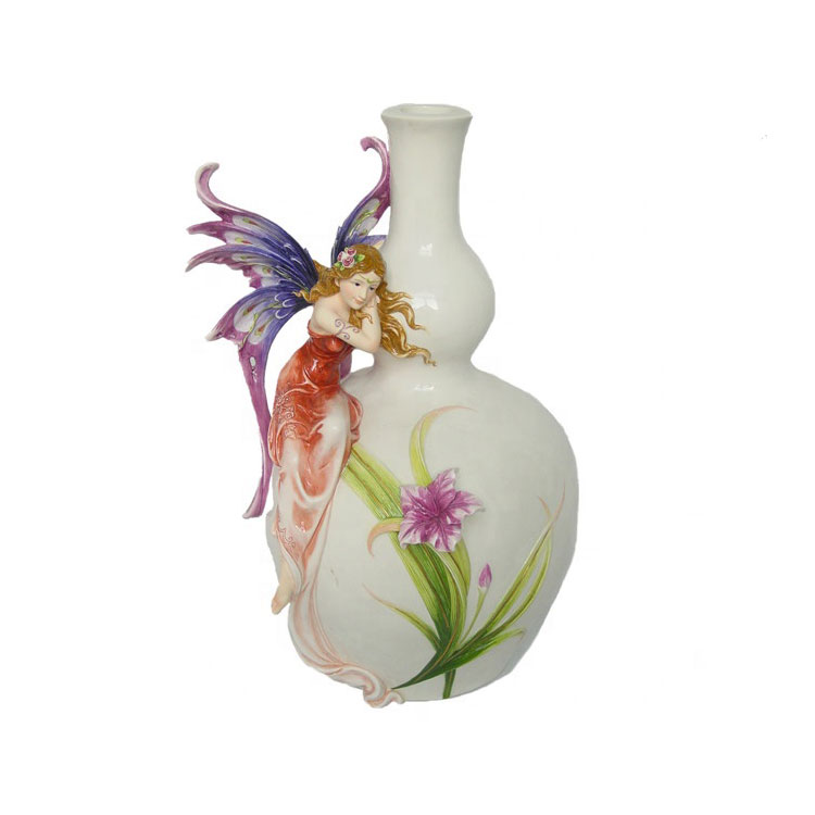 16 Inch Beauty Fairy Resin Painting in Ceramic Flower Vase Painting Designs