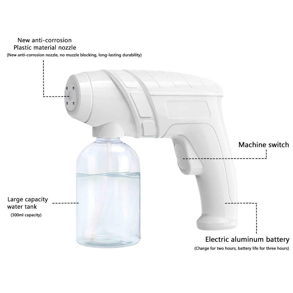 Portable 300Ml Electric Cordless Spray Atomizer With Battery Power Nano Mist Disinfection Spray Gun