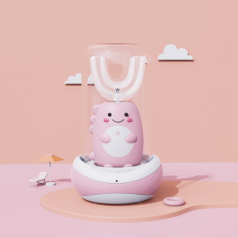 Cartoon Modeling Design Three Clearing Modes Wireless Charging Ultrasonic Automatic Electric Toothbrush with U-Shaped