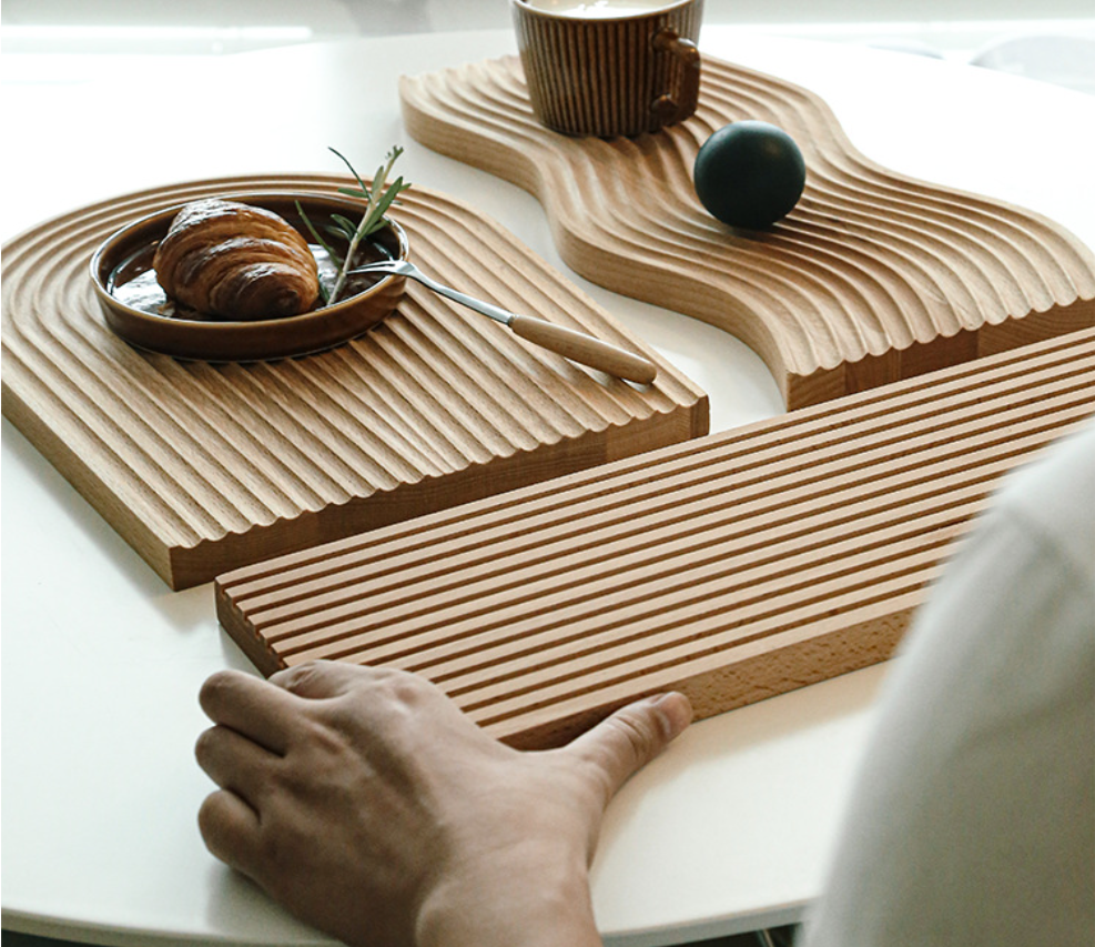 Water ripple wooden breadboard tray household beech aromatherapy storage storage afternoon tea tray dinner plate cutting board