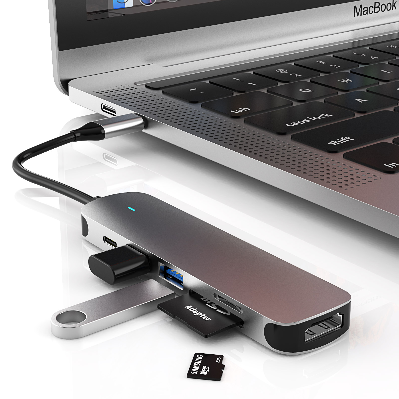 6-портовое USB C концентратор USB типа C на HDMI-совместимость с USB 3,0 2,0 PD 60 Вт многопортовый адаптер док-станция для ноутбука MacBook Air Pro