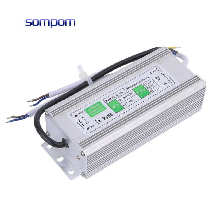 SOMPOM 12V водонепроницаемый Светодиодный импульсный источник питания 6.66A трансформатор 80W IP67 Светодиодный драйвер