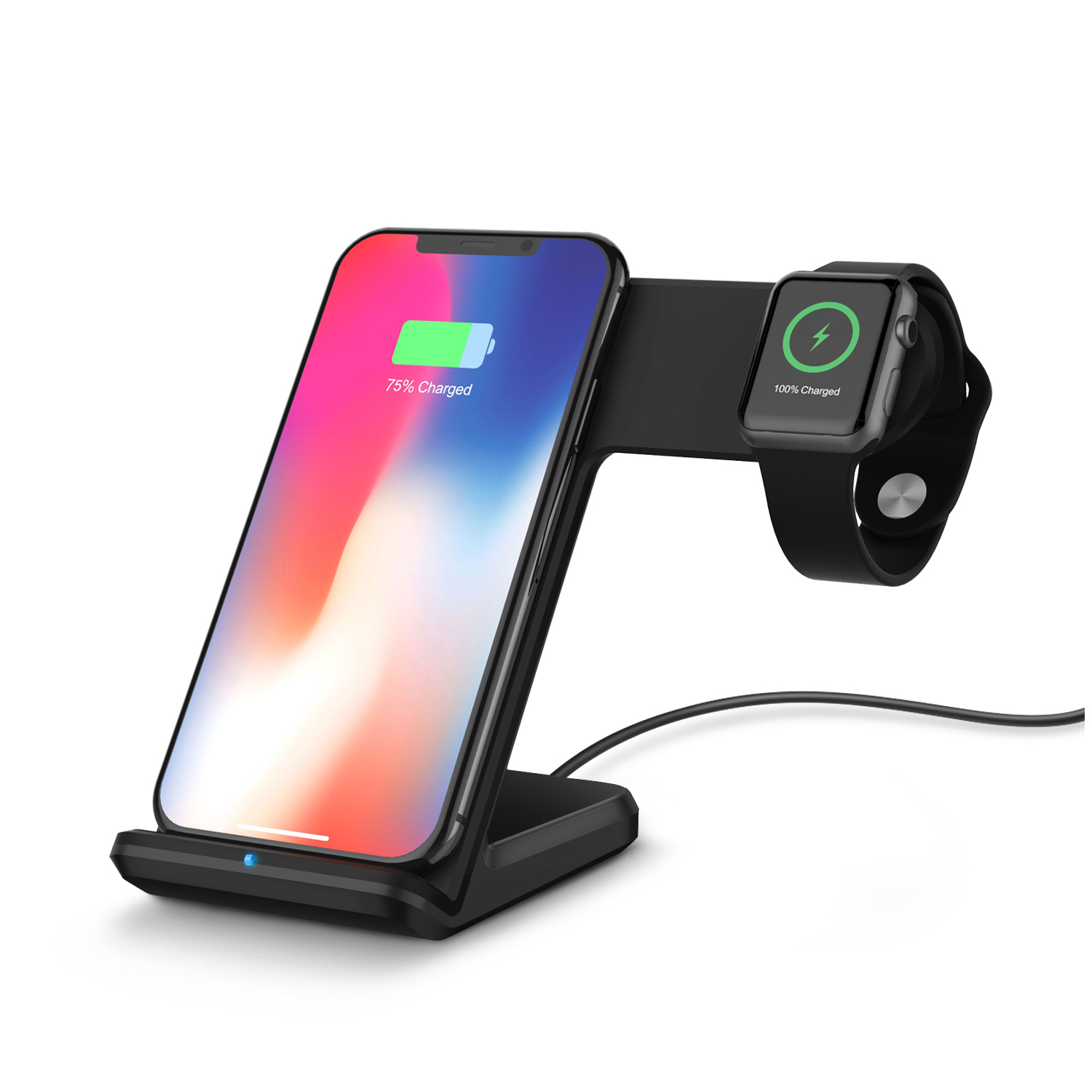15W 2 In 1 Wireless Charging Station Fast Dual Induction Charge Stand For IPhone 12/12 Pro/12 Pro Max/12 mini/11/11 Pro/11 Pro