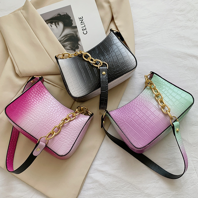 Women Latest Sling Underarm Bag Cheap Gradient Bag Female 2021 Small Square PU Fashion Shoulder Bag