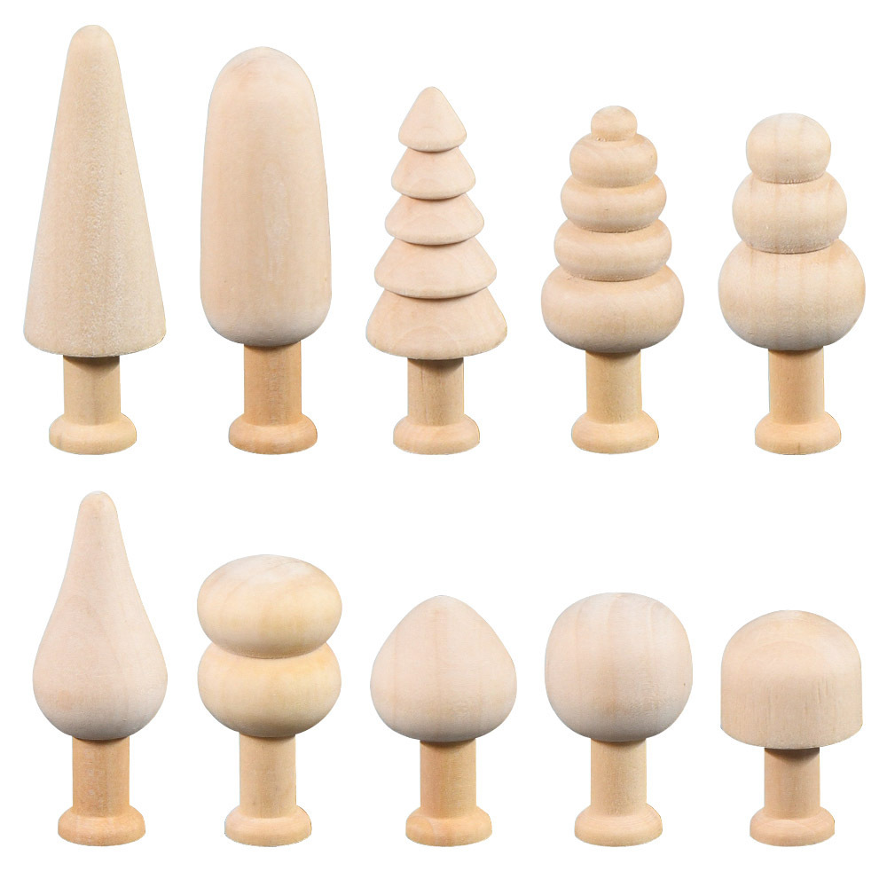 Wood Home DIY Painted Children's Toys Easter Tree Wood Mushroom Tree
