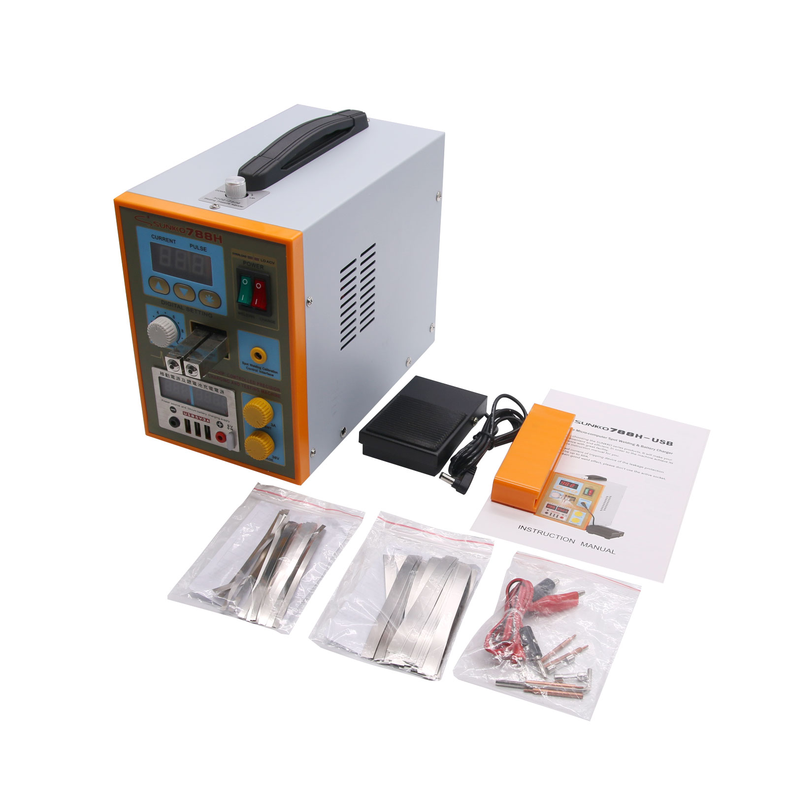 SUNKKO 788H-USB 18650 батарея для точечной сварки сопротивлением + CC-CV заряд + Power Bank тест