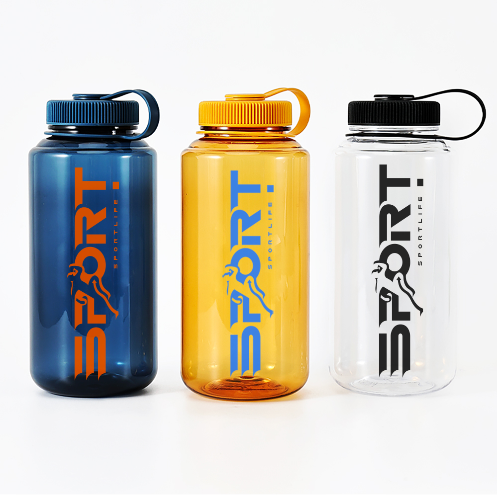 BPA Free Wide Mouth 1000ml Portable Large Capacity Sports Plastic Water Bottle With Custom Logo
