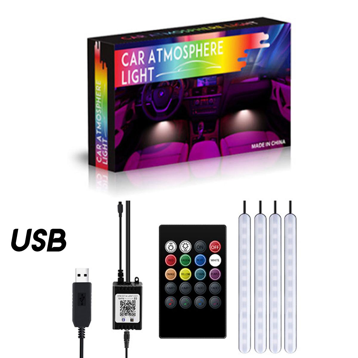 Новые продукты, RGB светодиодные декоративные лампы для салона автомобиля, светодиодные полосы RGB, светодиодное освещение для атмосферы с управлением через приложение