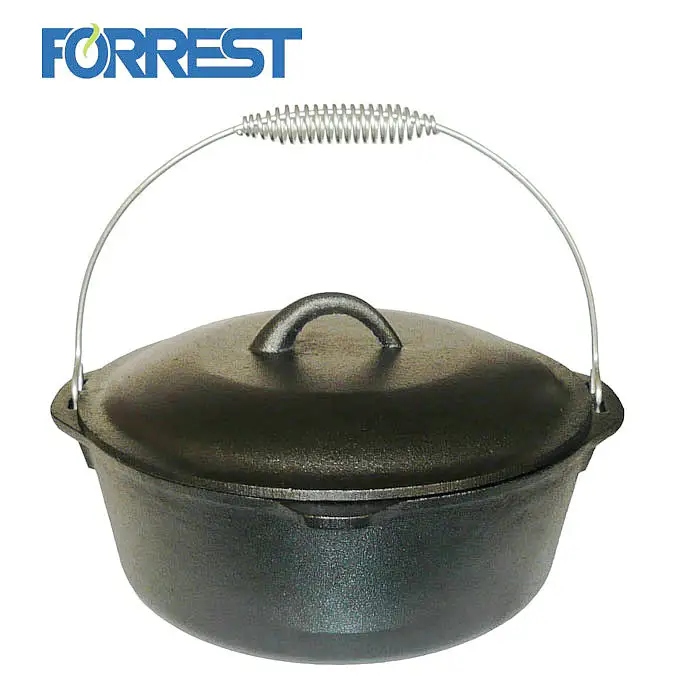 Camping Dual Handles Dutch Oven with lid Pre seasoned cast iron pot