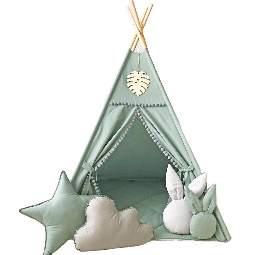 Easy Set Up Baby Tent Kids Play Cotton Indoor/Outdoor Indian Teepee Playhouse Adventure Cat Dog Tent Bed