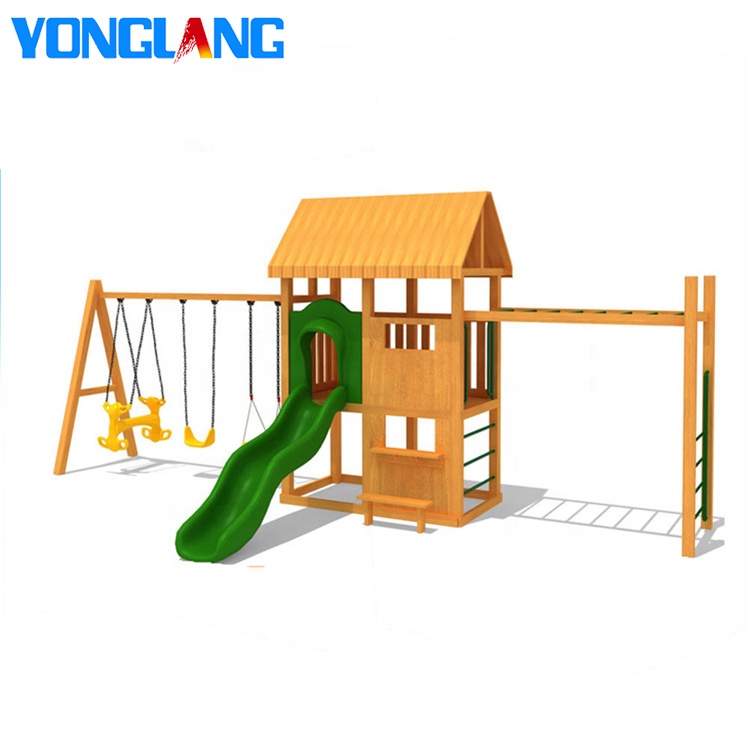 YL55721 игровые площадки для сада, деревянная уличная игровая площадка, качели и качели для детей