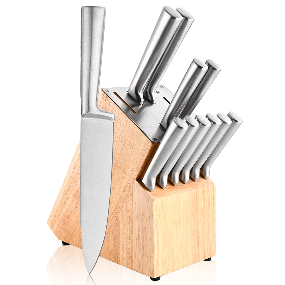 Amazon hot selling kichen knife set stainless steel 12 pcs luxury cooking chef knife gift set with block