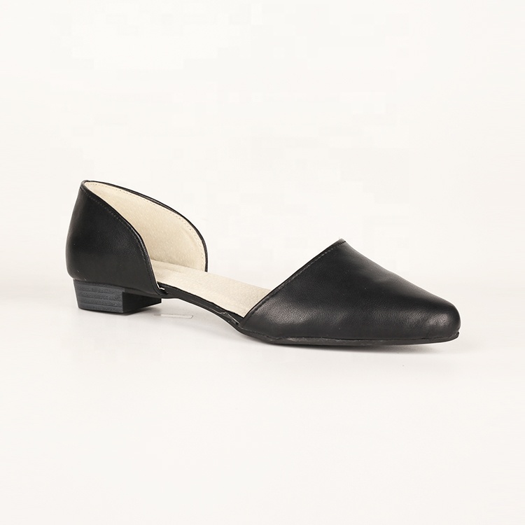 New Style Baotou Women'S Pointed Toe Sandals Comfortable Low-Heeled Soft Leather Single Shoes