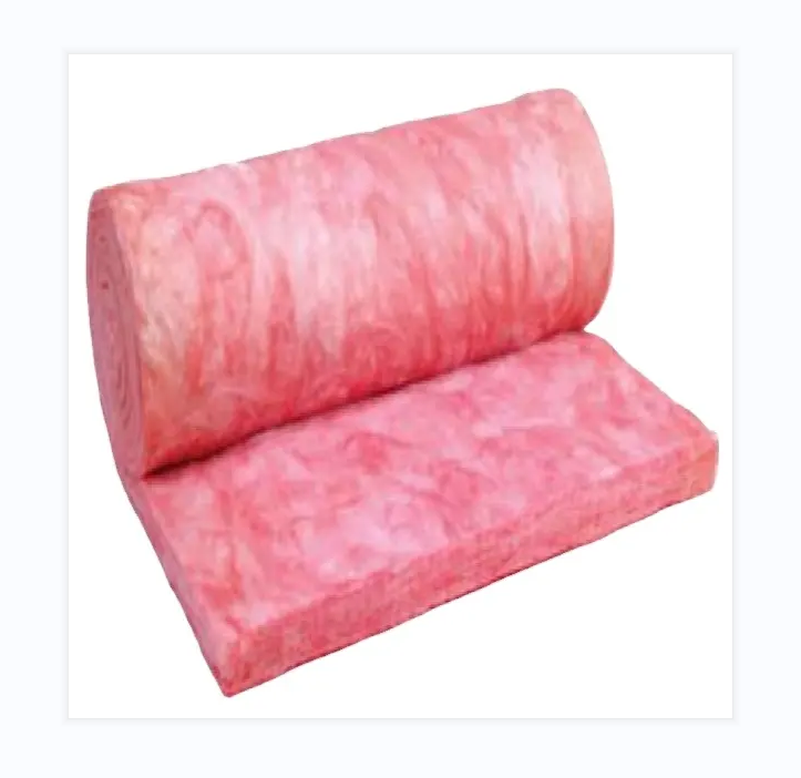 Fiberglass insulation pink color sound absorption 12 kg/m3 fiberglass insulation roll glass wool blanket