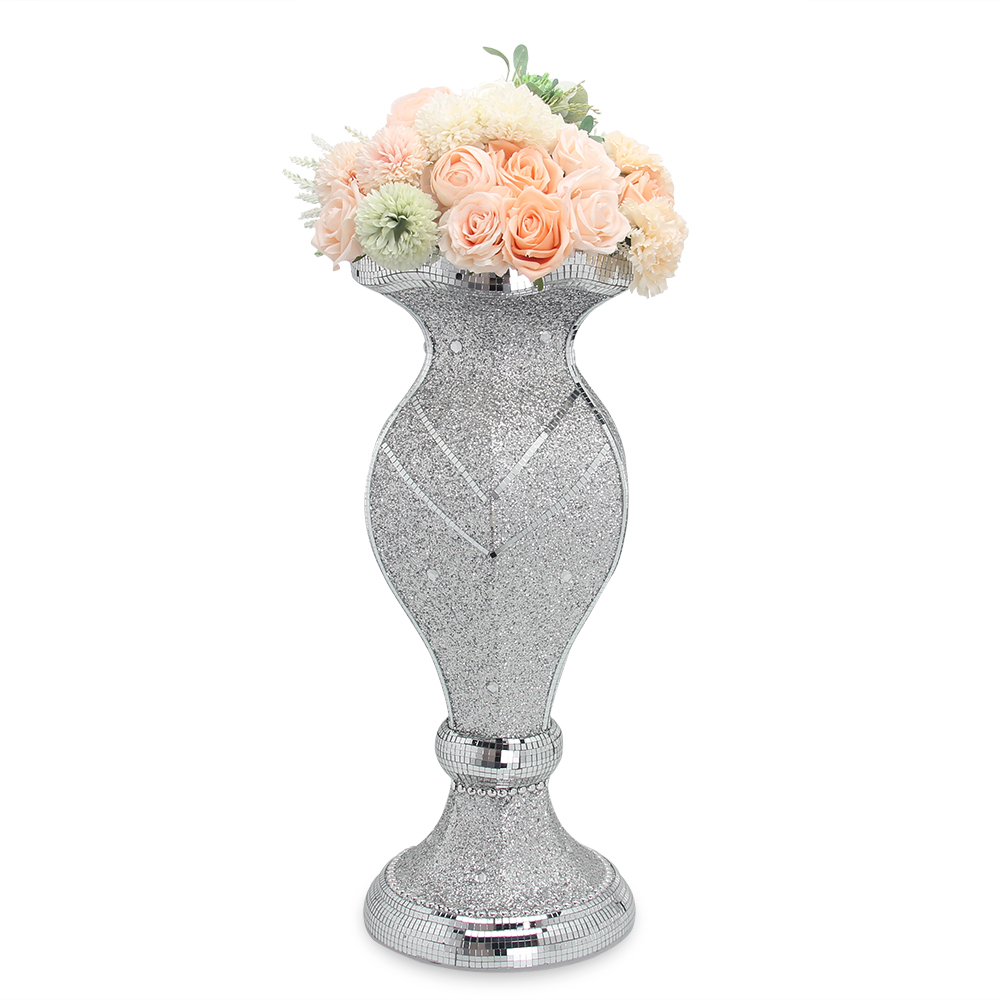 WD019 Shinning flower vase home decor large floor flower vase stand silver wedding decor